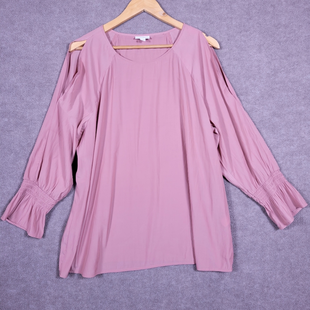 J. JILL Top Womens XL Mauve Cold Shoulder Lightweight Blouse